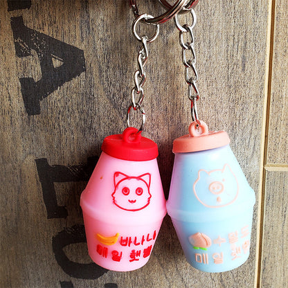 Simulation Yogurt Fruit Drink Keychain Three-dimensional Soft Glue