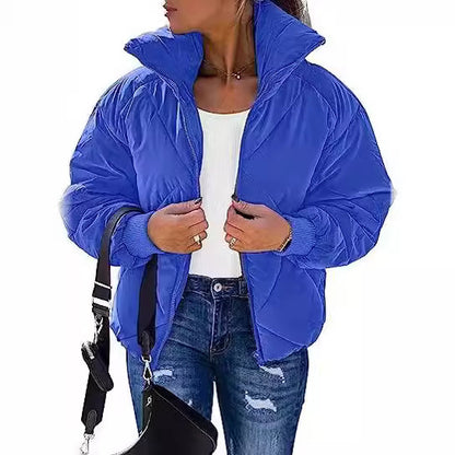 Women's Long Sleeve Zipper Winter Quilted Short Cotton Jacket Women's Bread