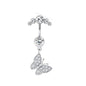 Stainless Steel European And American Inlaid Zircon Navel Stud Love Moon Piercing Jewelry