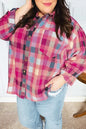 Rose Stripe Plus Size Checkered Print Button up Shirt