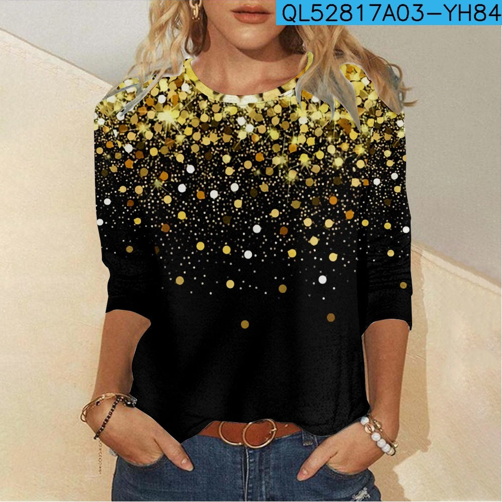 3D Digital Printing Casual Long-sleeved Women's T-shirt