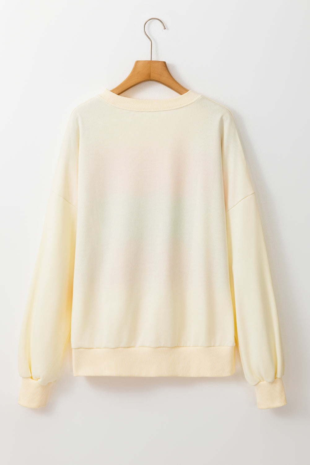 White Colorblock Patchwork Crewneck Drop Shoulder Sweatshirt