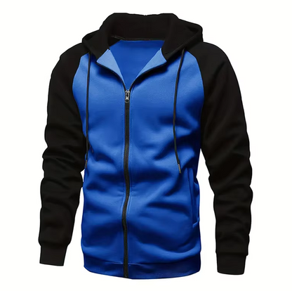 Winter Zipper Coat Color Matchig Fashion Hooded Long Sleeve