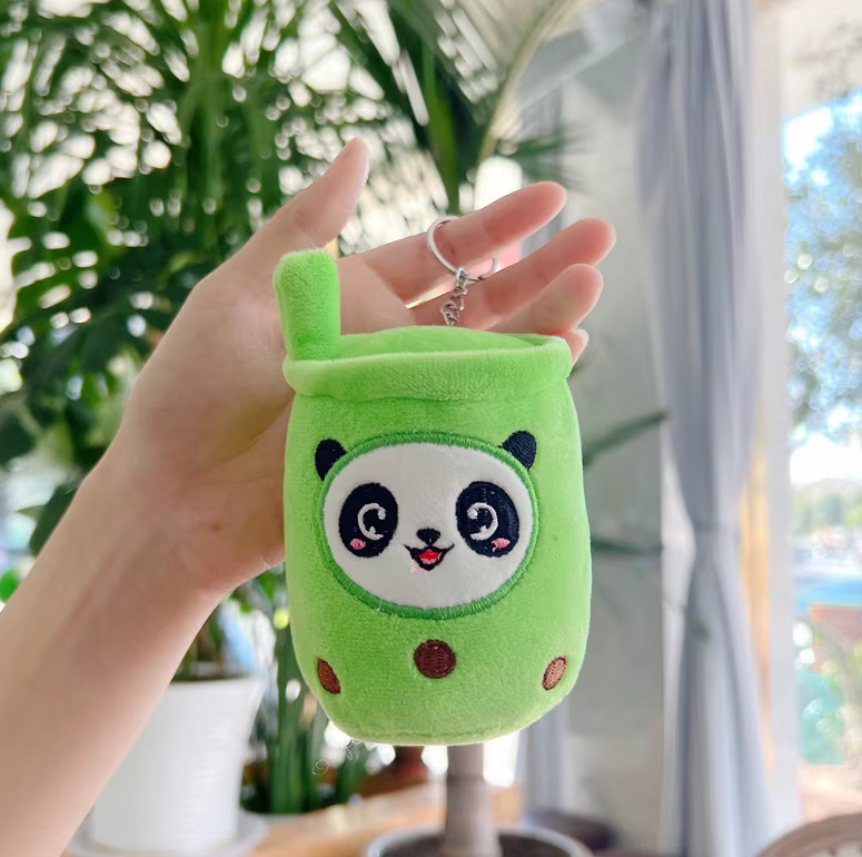 11cm Mini Panda Boba Milk Tea Plush Keychain - Adorable Kawaii Bubble Tea Accessory