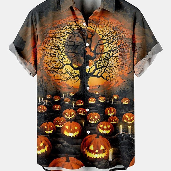 3D Digital Printing Halloween Series Men's Short Sleeve Shirt