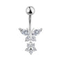 Stainless Steel European And American Inlaid Zircon Navel Stud Love Moon Piercing Jewelry