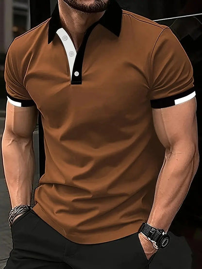 3D Count Solid Color Lapel Short Sleeve Polo Shirt Casual Loose