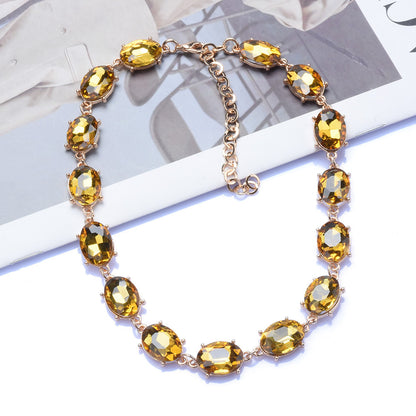 Retro Super Flash Rhinestone Decorative Necklace Women's Fashion Refined Grace Crystal