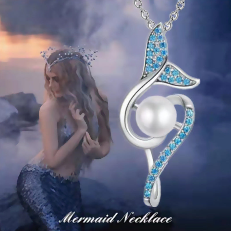 Mermaid Tail Pearl Pendant Necklace Female Niche