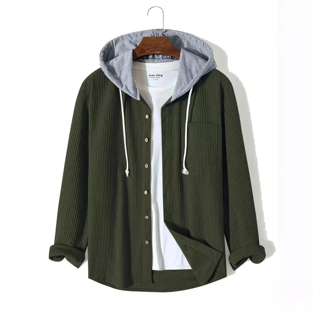 Men's Autumn And Winter Thickening Waffle Hooded