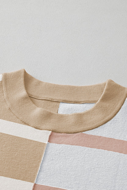 Blue Stripe Colorblock Oversized Sweater