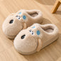 Cute Cartoon Dog Plush Slippers Winter Couple Indoor Warm Floor Home Slipper Non-slip Thick Bottom House Shoes