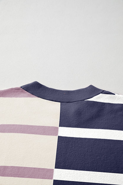 Blue Stripe Colorblock Oversized Sweater