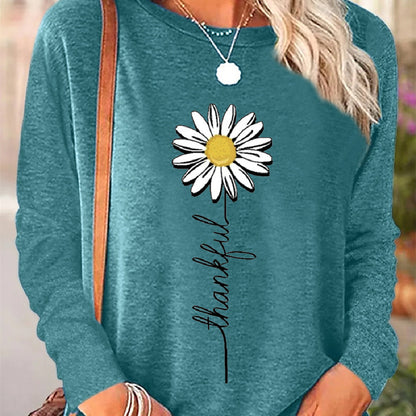 Comfort And Casual Printed Long Sleeve Round Neck T-shirt