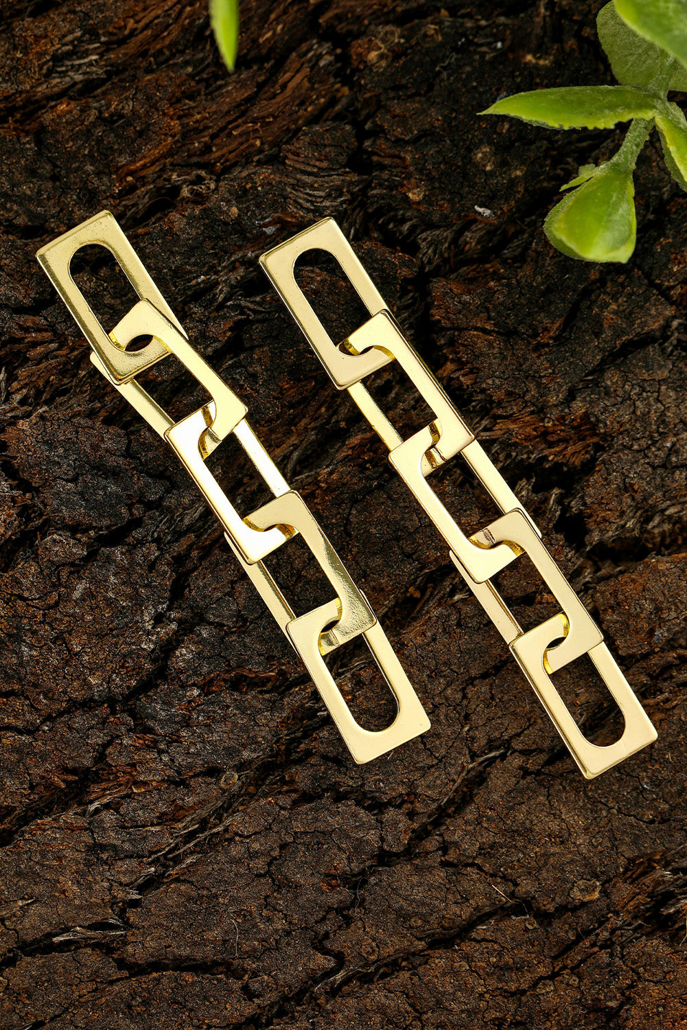 Gold Chain Connect Alloy Dangle Earrings