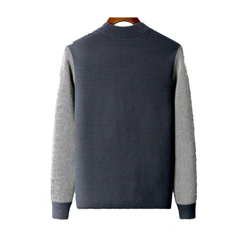 Wool Knitted Coat Men's Color Matching Casual Top