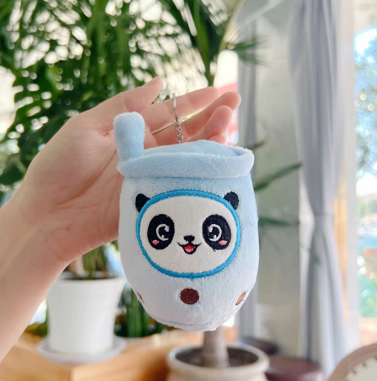 11cm Mini Panda Boba Milk Tea Plush Keychain - Adorable Kawaii Bubble Tea Accessory