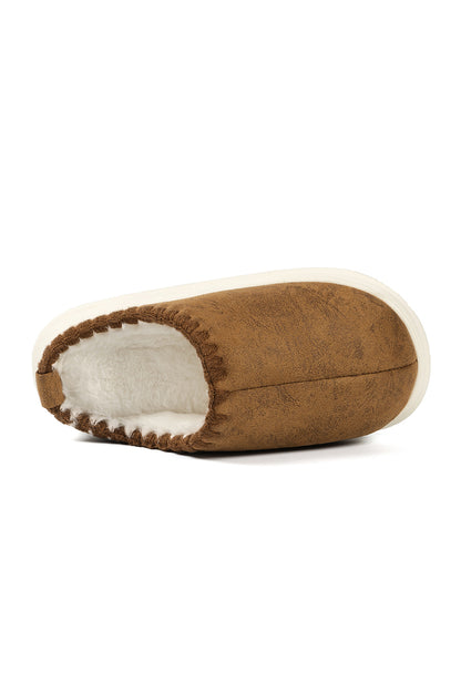 Chestnut Thick Sole Plush Lined Home Slippers