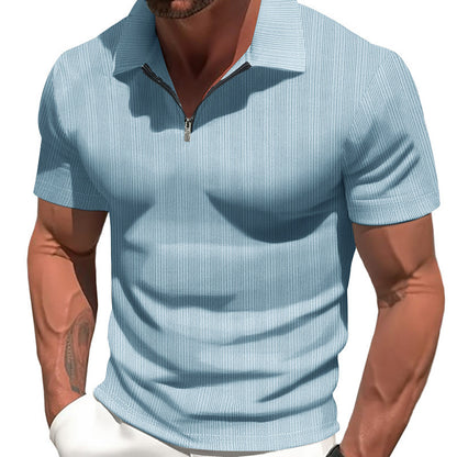 American-Style Heavyweight Jacquard Short Sleeve Shirt for Men