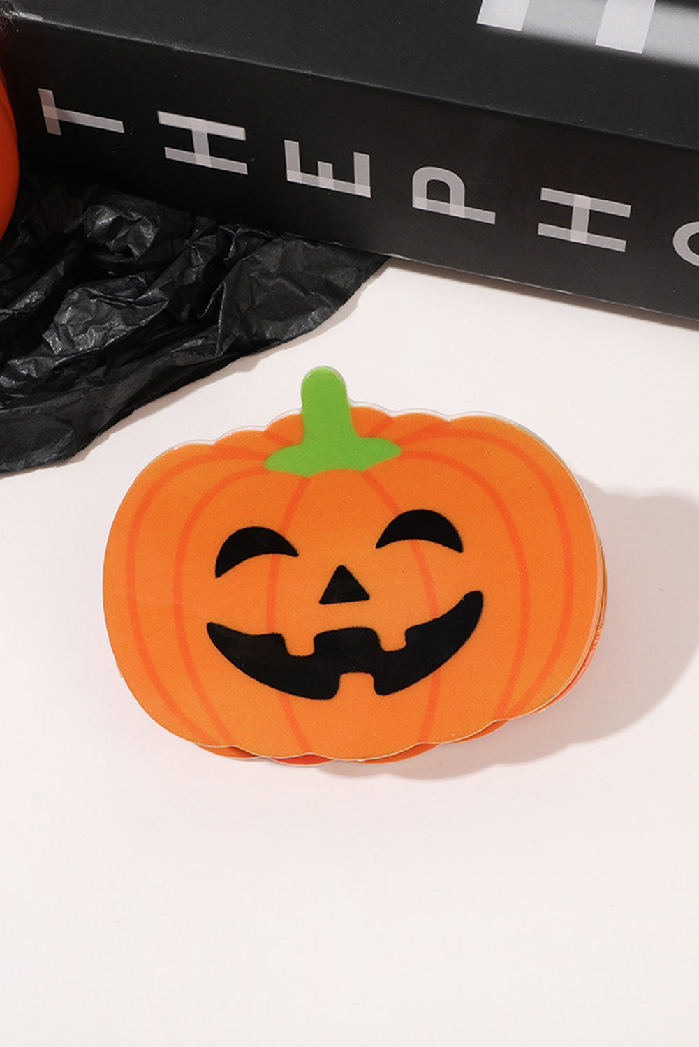 Orange Halloween Pumpkin Face Hair Claw