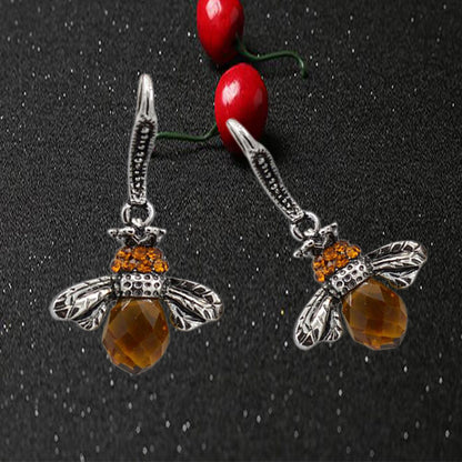 Fashion Simple Animal Shape Bee Crystal Rhinestone Earrings