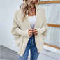 Cozy Loose Knit Bat Sleeve Cardigan - Autumn/Winter Women's Fashion Sweater with Large Lapel