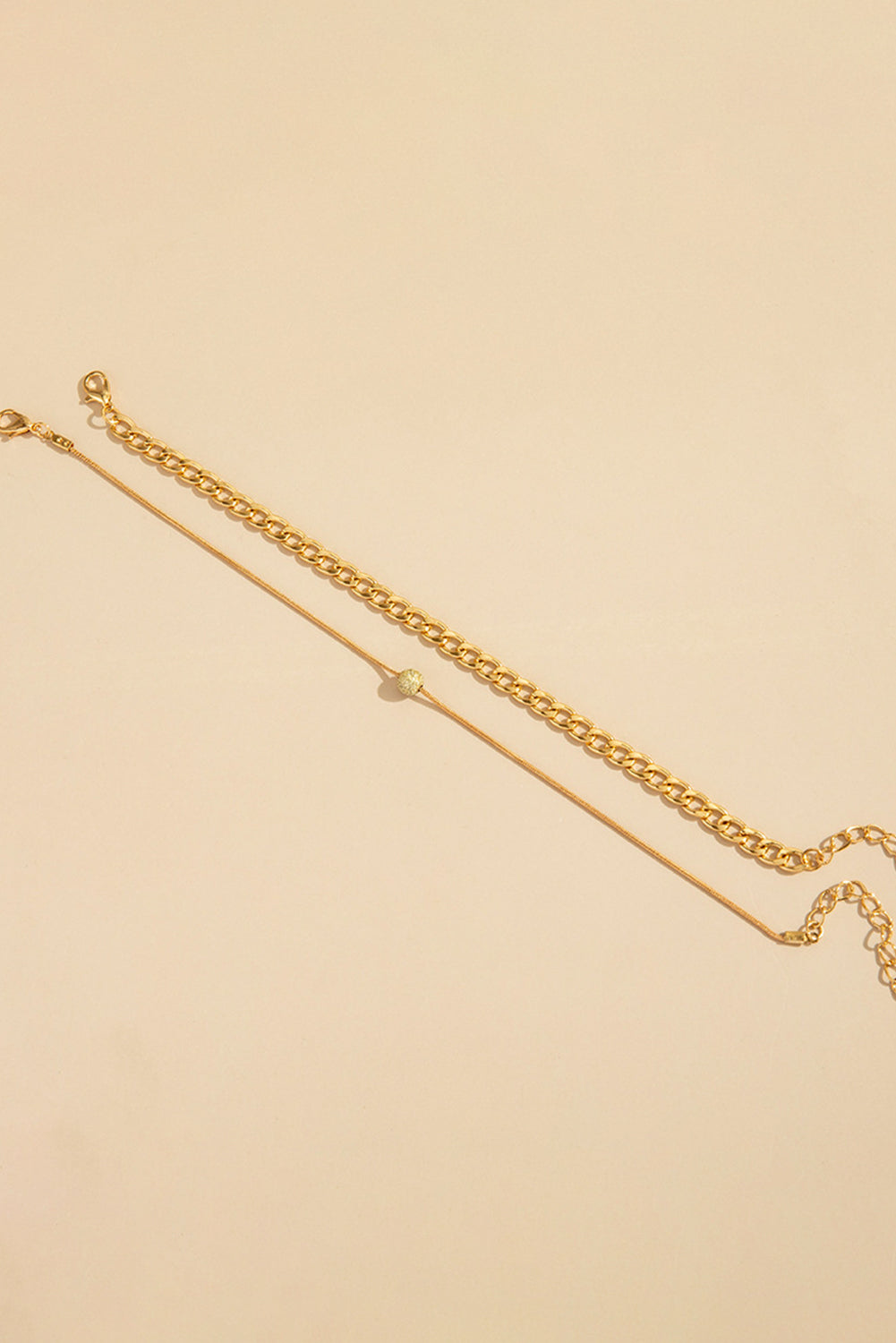 Gold 2pcs Round Ball Decor Chain Anklet