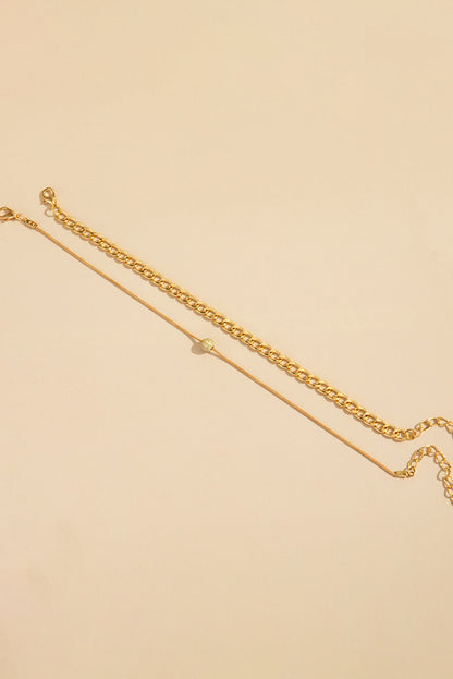 Gold 2pcs Round Ball Decor Chain Anklet