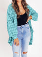 Women's Tassel Long-sleeved Top Loose Casual Plaid Shirt Coat Women