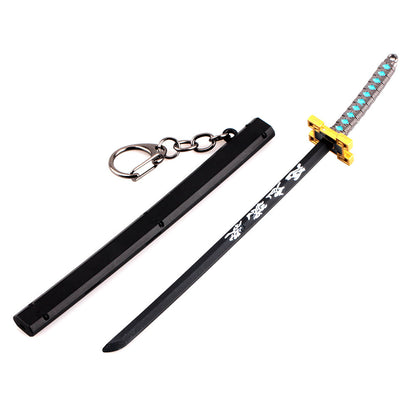 Japanese Wheel Knife With Sheath Sword Weapon Model Metal Keychains