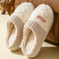 Solid Plush Home Slippers - Winter Warm Non-Slip House Shoes for Couples