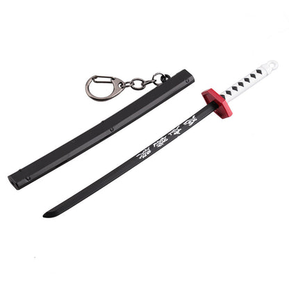 Japanese Wheel Knife With Sheath Sword Weapon Model Metal Keychains