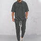 Solid Color Jacquard Heavy T-shirt Trousers Suit