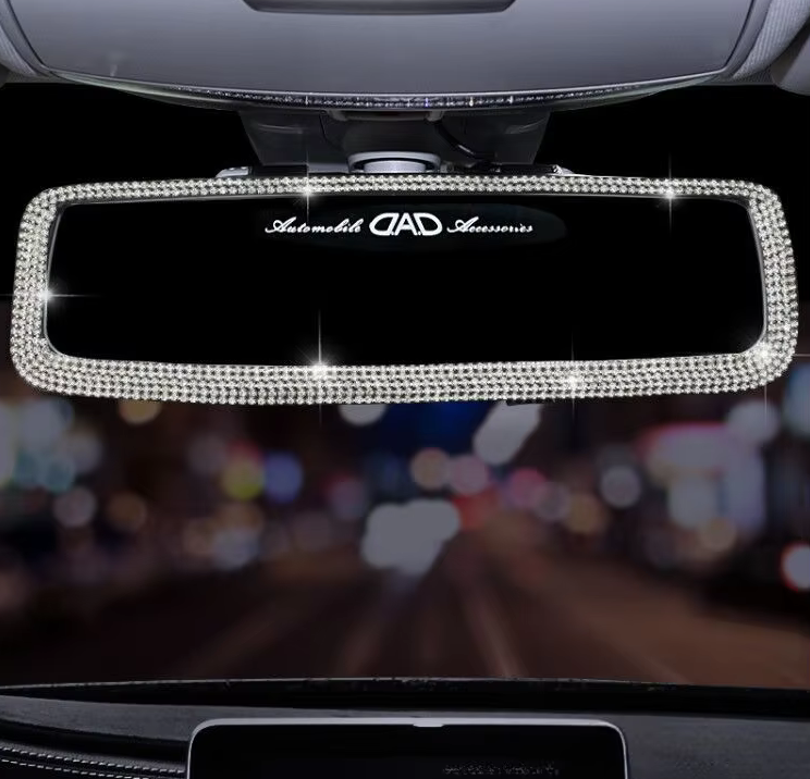 Elegant Bling Rhinestone Rear View Mirror Cover | Women’s Crystal Diamond Car Ornament