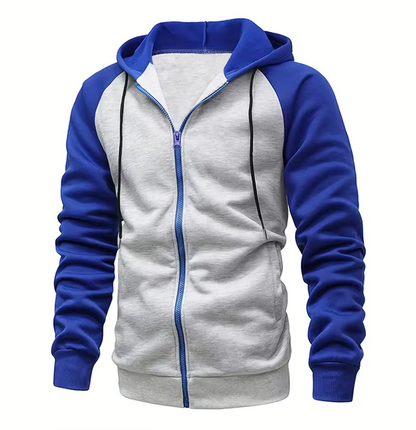 Winter Zipper Coat Color Matchig Fashion Hooded Long Sleeve