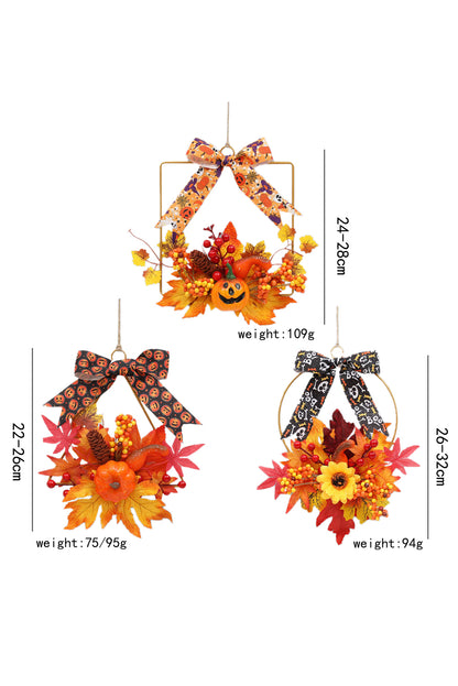 Orange Halloween Thanksgiving Artificial Floral Hoop Wreath