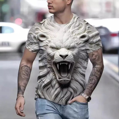 Three-dimensional Pattern Men's Loose Short-sleeved Breathable T-shirt 3D Digital Printing