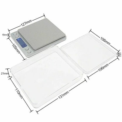 Small Digital Food Scale Ounce OZ And Gram Scale, Kitchen Scale 3000g 0.1g High Precision For Baking, Soap Making, Jewelry, Includes 2 Trays And Batteries, 9 Units, Tare Function, Easy To Store