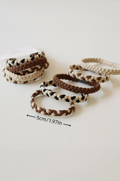 Khaki 5pcs Smile Face Decor Braided Hair Ties