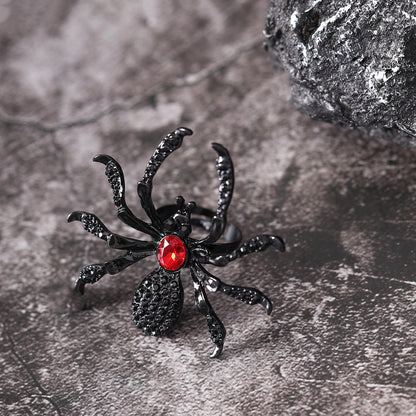 Halloween Spider Ring With Rhinestone Ins Personality Fashion Open Rings For Women Jewelry Accessories