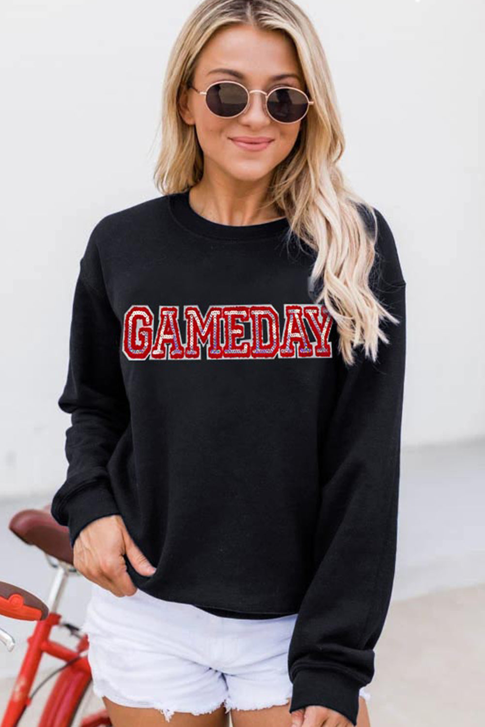 Black Sequined GAME DAY Rugby Football Season Sweatshirt