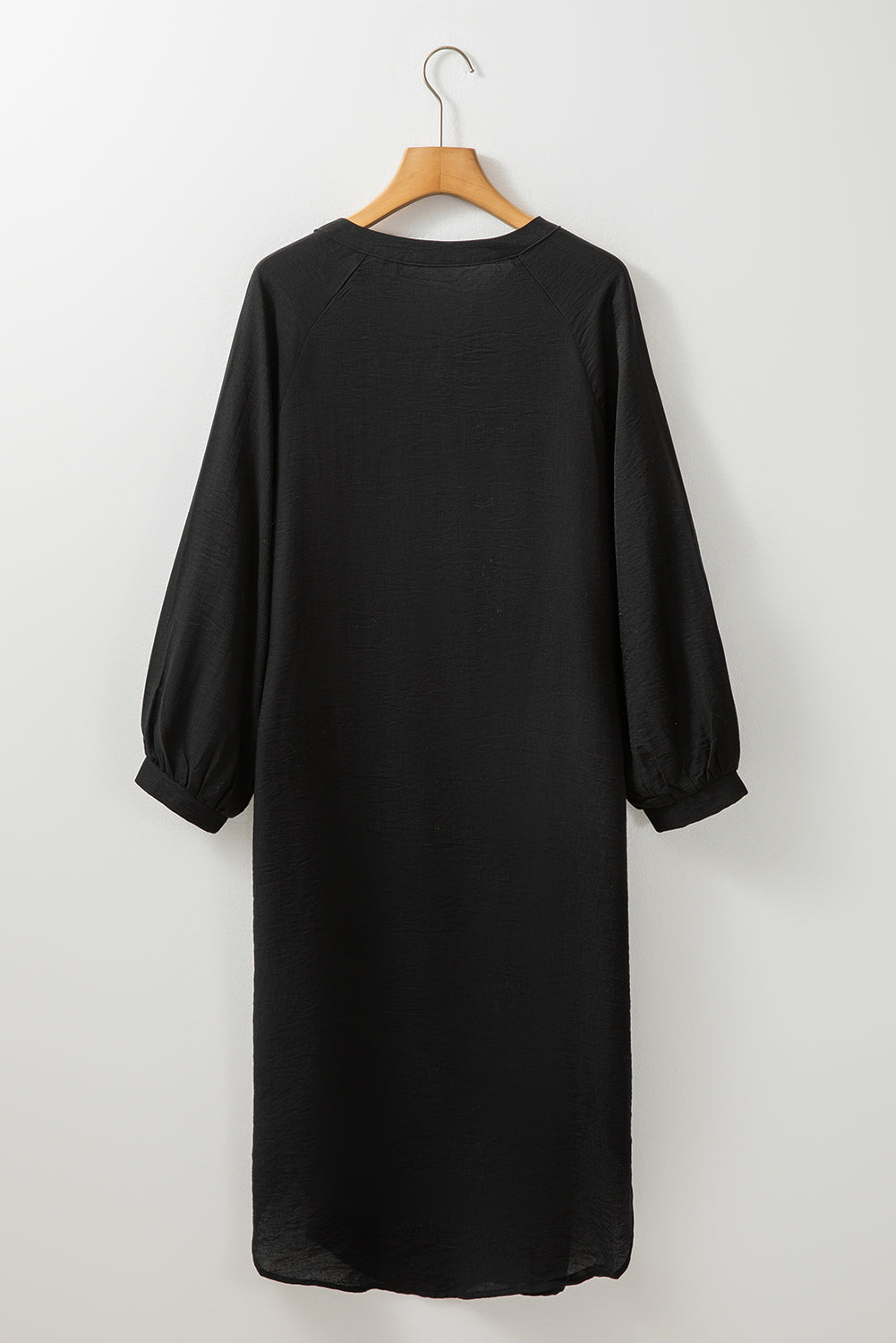 Black 3/4 Sleeve Button Up Long Kimono