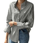 Women's Loose Casual Striped Long-sleeved Shirt