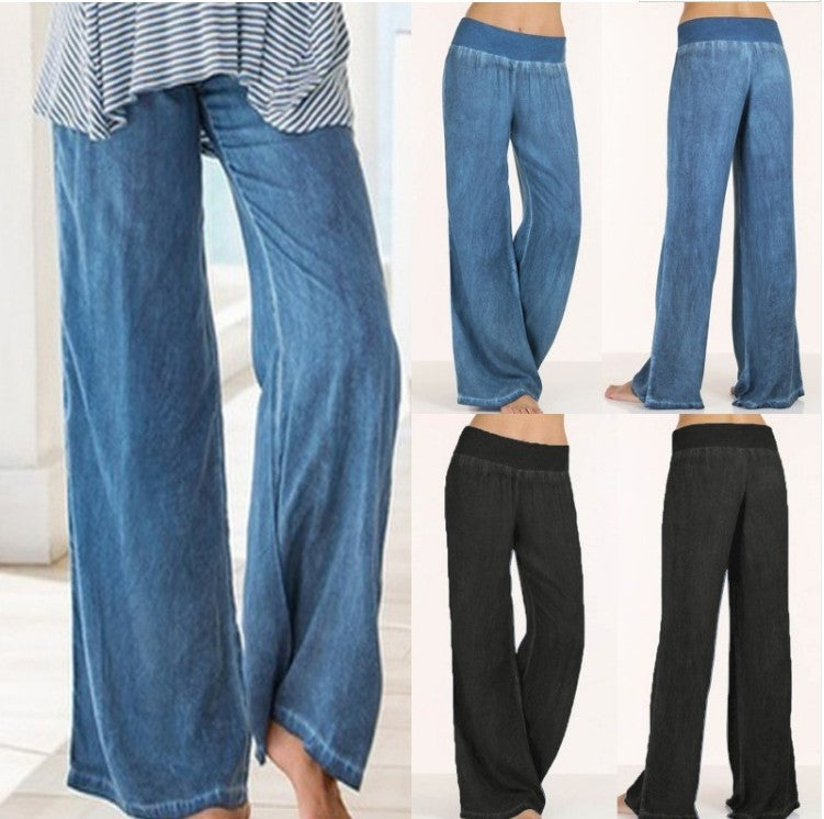 Oversized women's casual jeans wide-leg pants