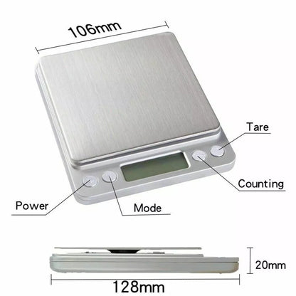 Small Digital Food Scale Ounce OZ And Gram Scale, Kitchen Scale 3000g 0.1g High Precision For Baking, Soap Making, Jewelry, Includes 2 Trays And Batteries, 9 Units, Tare Function, Easy To Store