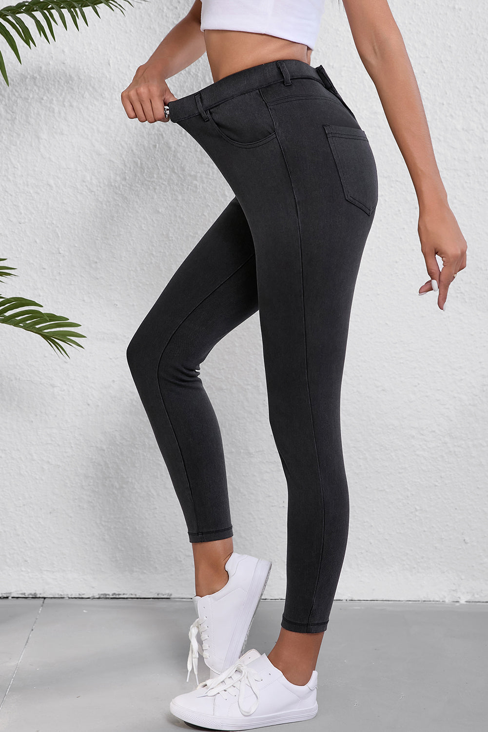 Black Skinny Fit Ankle High Waist Jeans