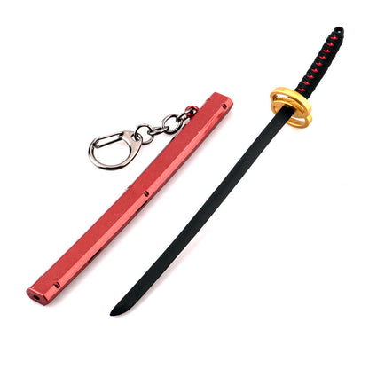 Japanese Wheel Knife With Sheath Sword Weapon Model Metal Keychains