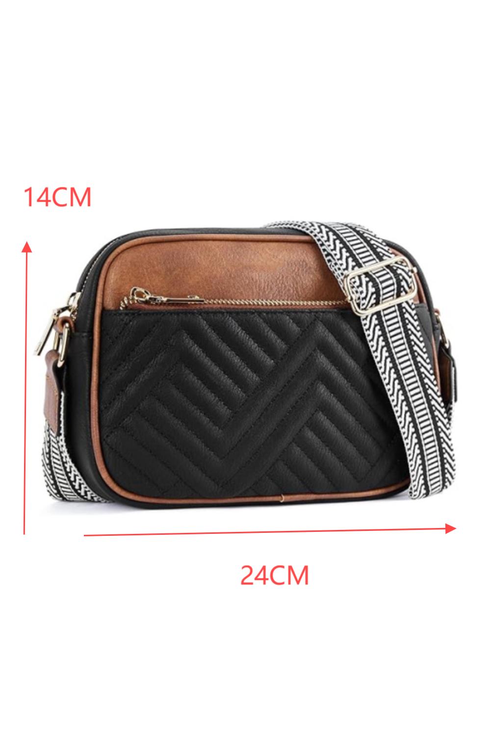 Chestnut Quilted Faux Leather Crossbody Bag 22*6*16cm