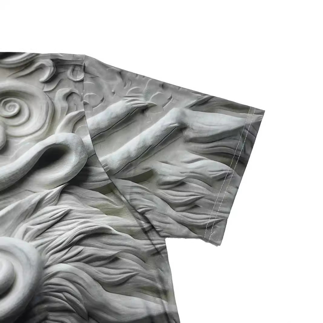 Three-dimensional Pattern Men's Loose Short-sleeved Breathable T-shirt 3D Digital Printing