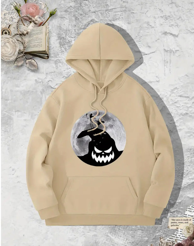 Printed European And American Fleece Hooded Sweatshirt